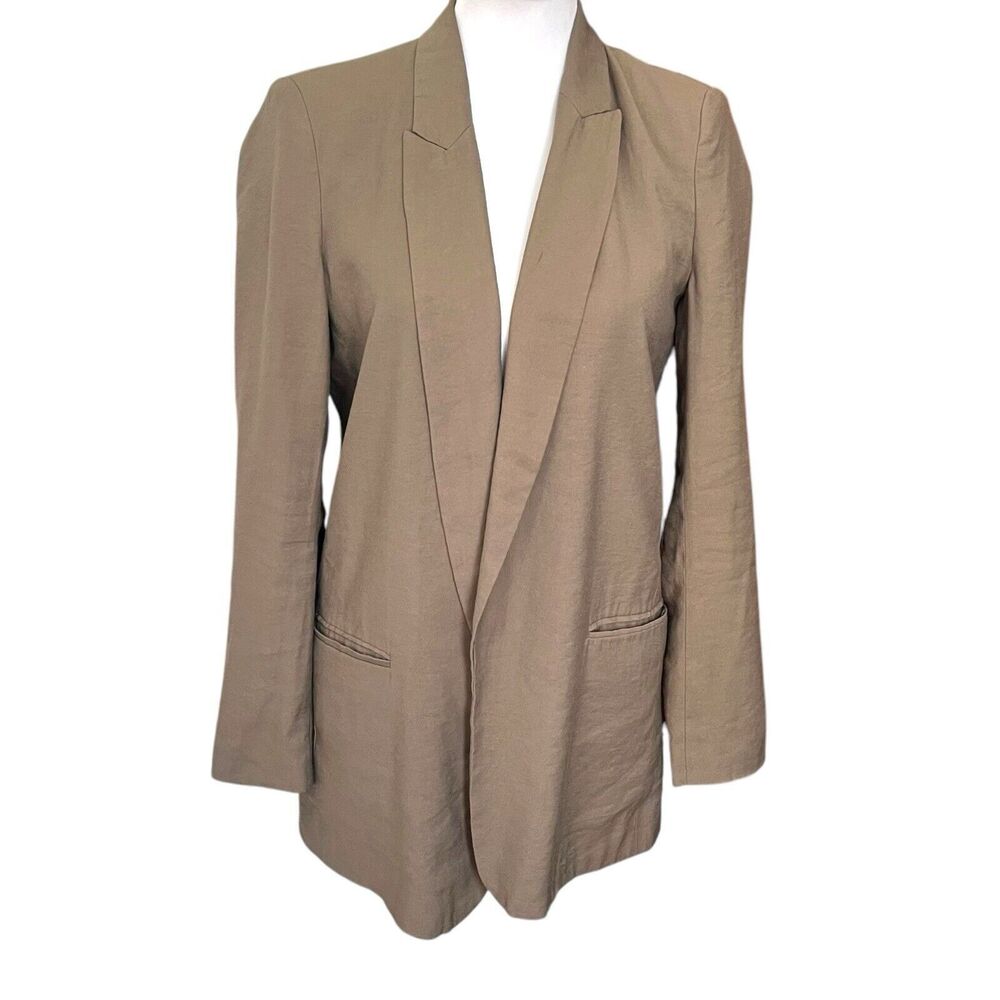 ZARA Open Front Blazer Women’s Small Brown Lightweight Work Layering Chic - Picture 2 of 13